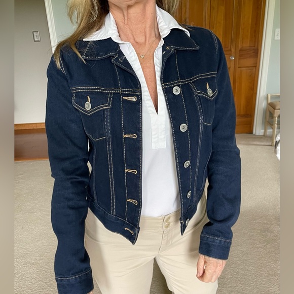 H&M Jackets & Blazers - H&M Dark Blue Denim Jean Jacket - Size 6